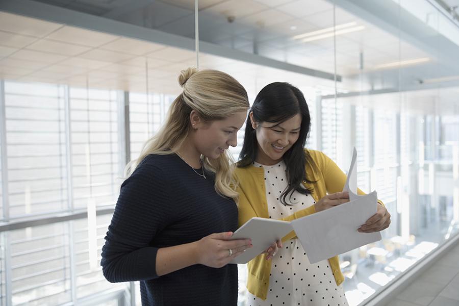 people working on a tablet