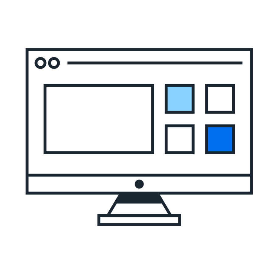 computer screen with reports and modules